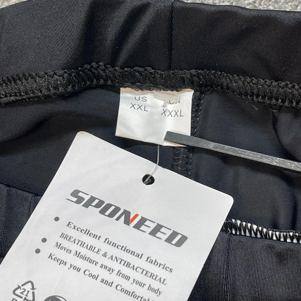 SPONEED Mens Cycling Shorts Padded Black 3XL Breathable Moisture Wicking - Picture 2 of 11